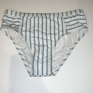 High Waisted Blue and White bikini bottoms